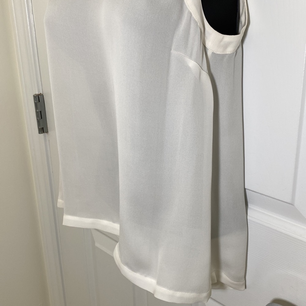 Veronica Beard 💯 Silk Mina Shell Off White Sheer Overlay Back Top Size 0 - Picture 4 of 10